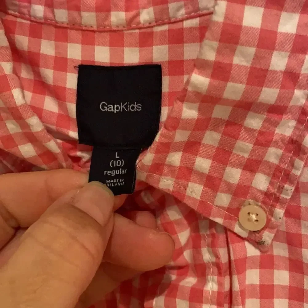 Gap Kids pink checked button down 10